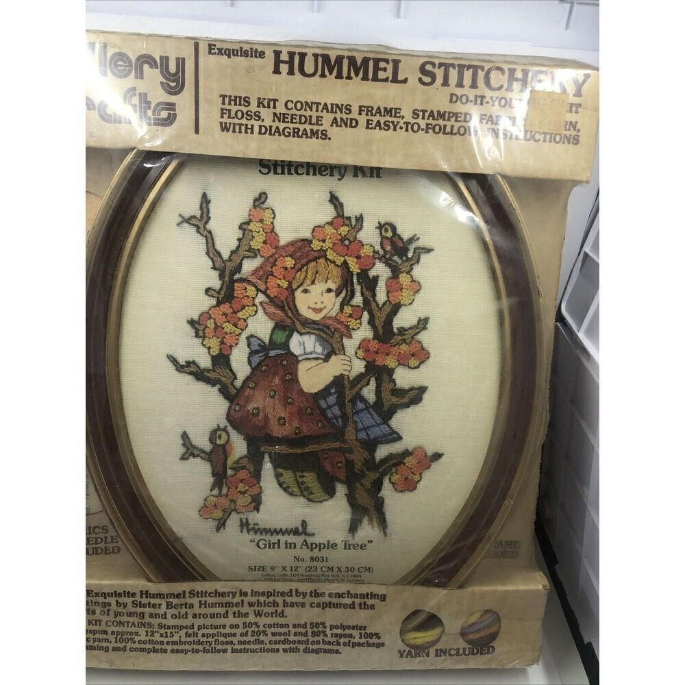 *Hummel Stitchery Kit 9”x12” Girl In Apple Tree Unopened #8031 Frame . Vintage